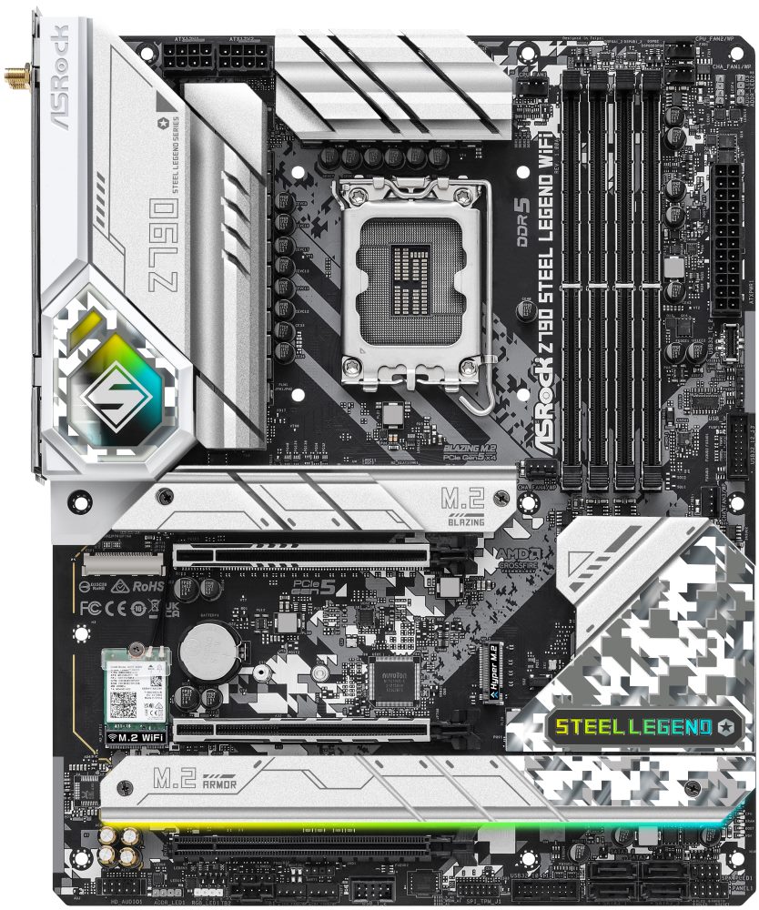 ASRock Z790 Steel Legend WiFi / Intel Z790 / LGA1700 / 4x DDR5 / 5x M.2 / HDMI / DP / USB-C / WiFi / ATX